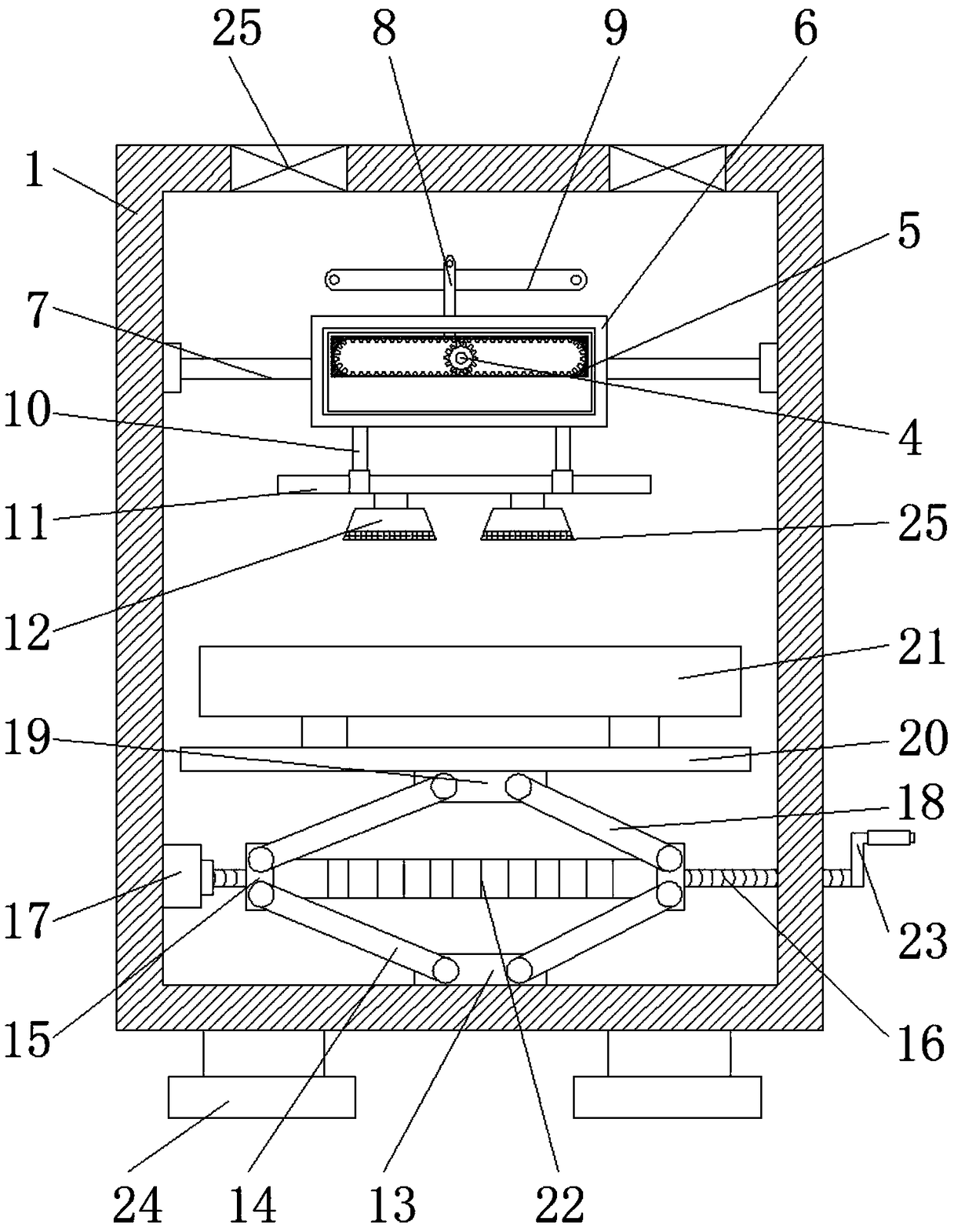 Automatic paint spraying device for automotive inner ornament production