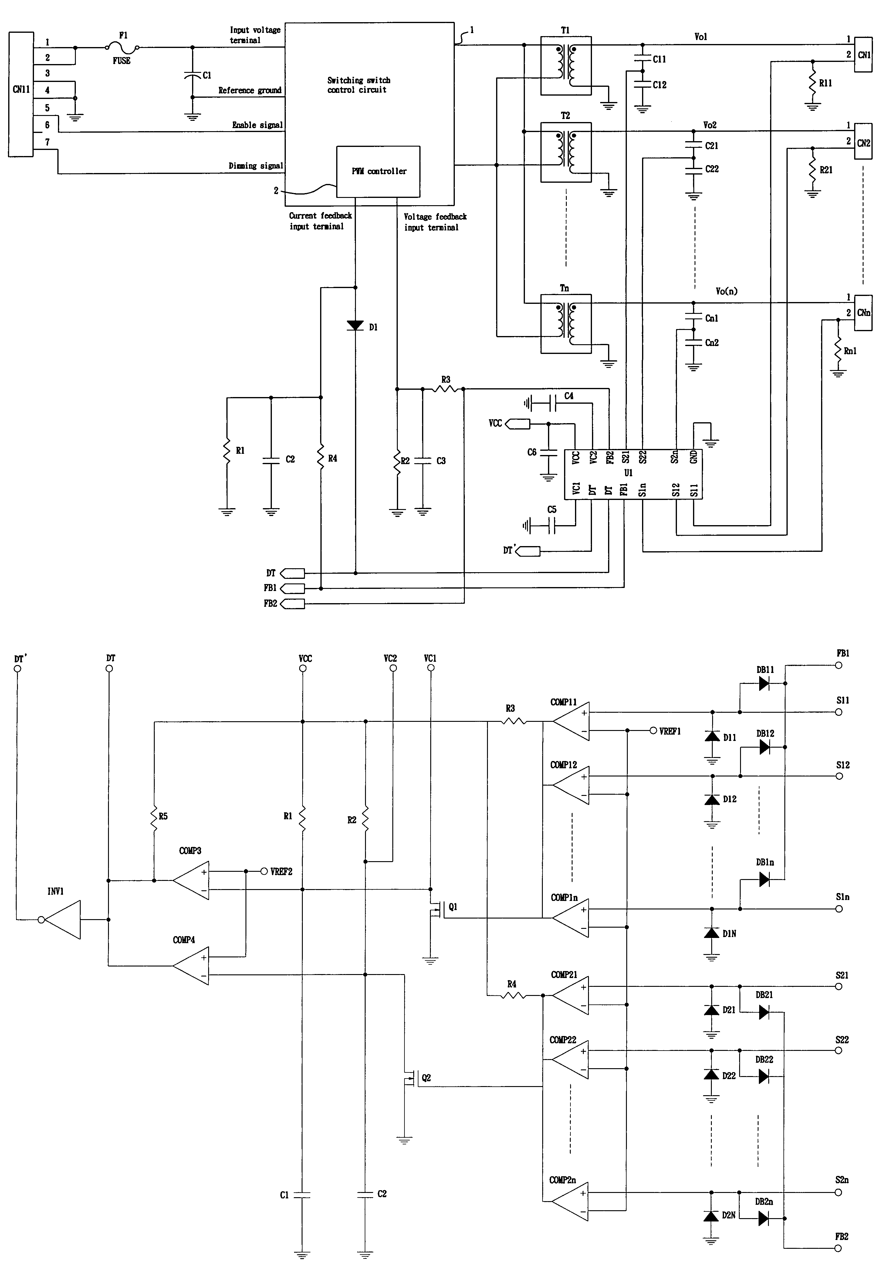 Feedback and protection circuit of liquid crystal display panel backlight apparatus