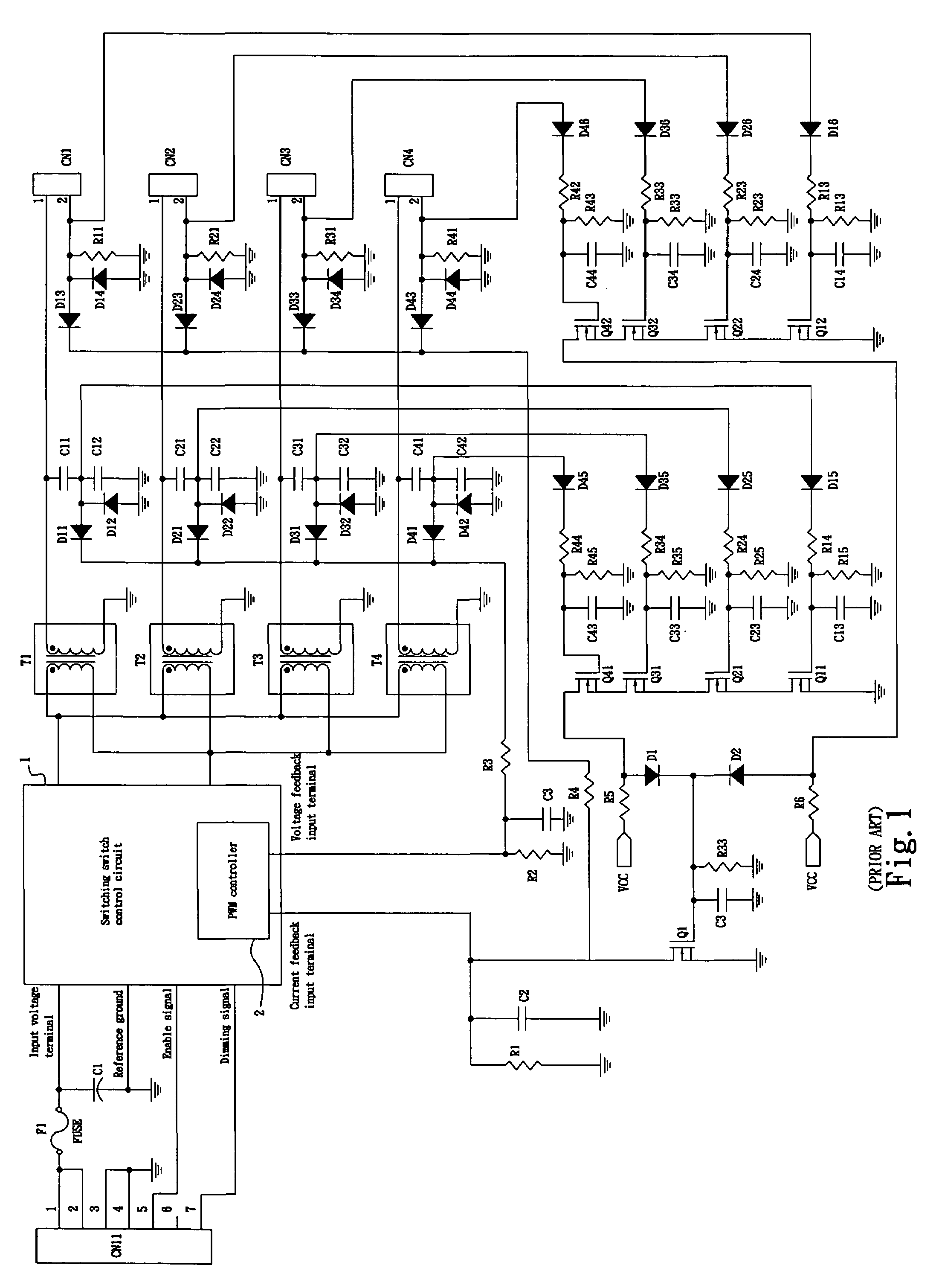 Feedback and protection circuit of liquid crystal display panel backlight apparatus