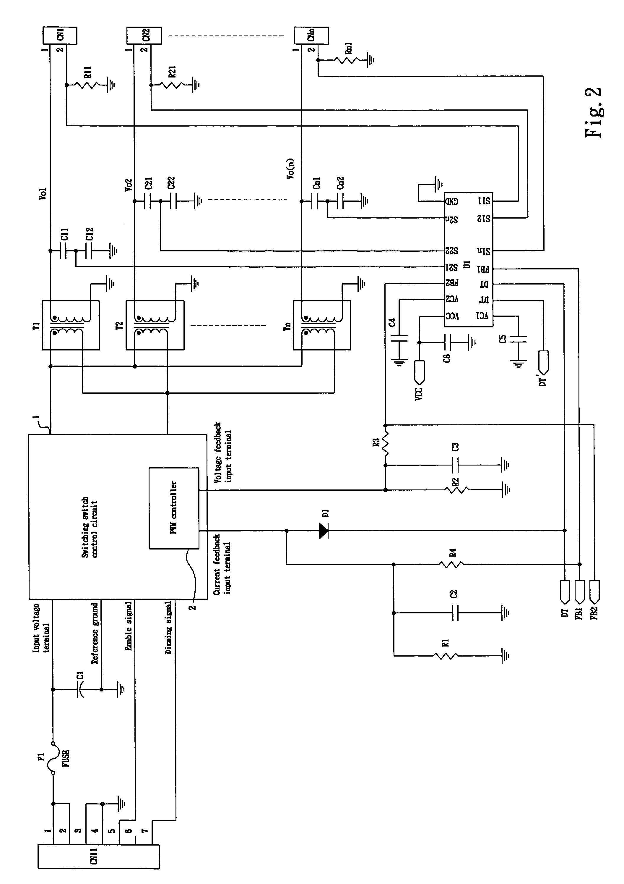 Feedback and protection circuit of liquid crystal display panel backlight apparatus