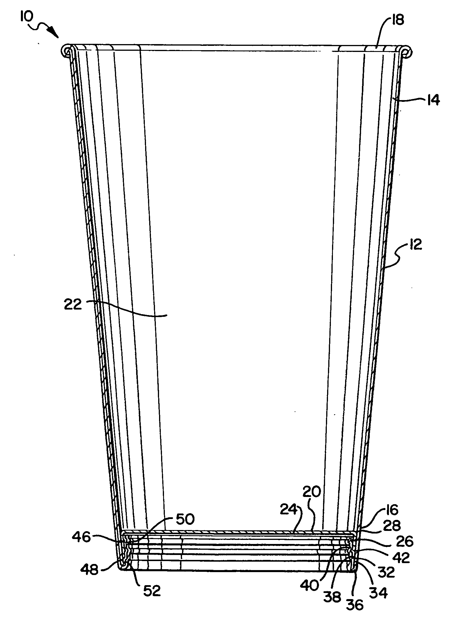 Bottom seal for container