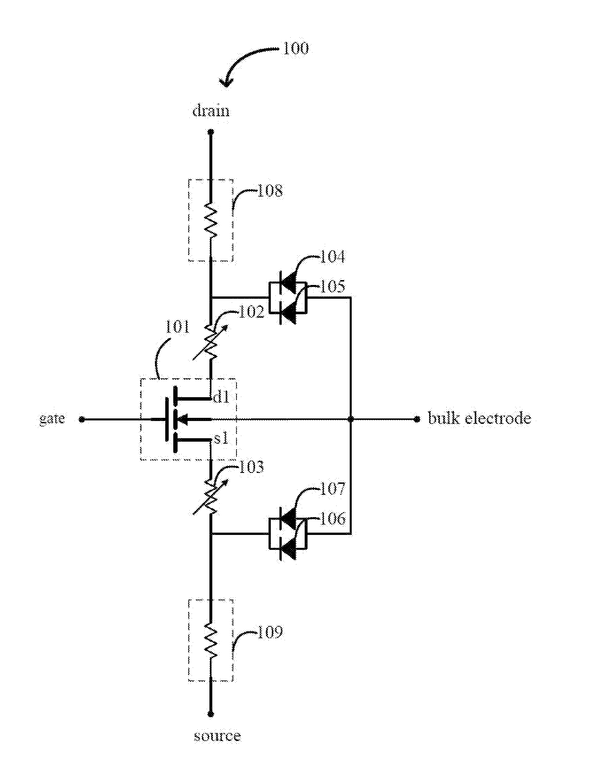 High-voltage device simulation model and modeling method therefor