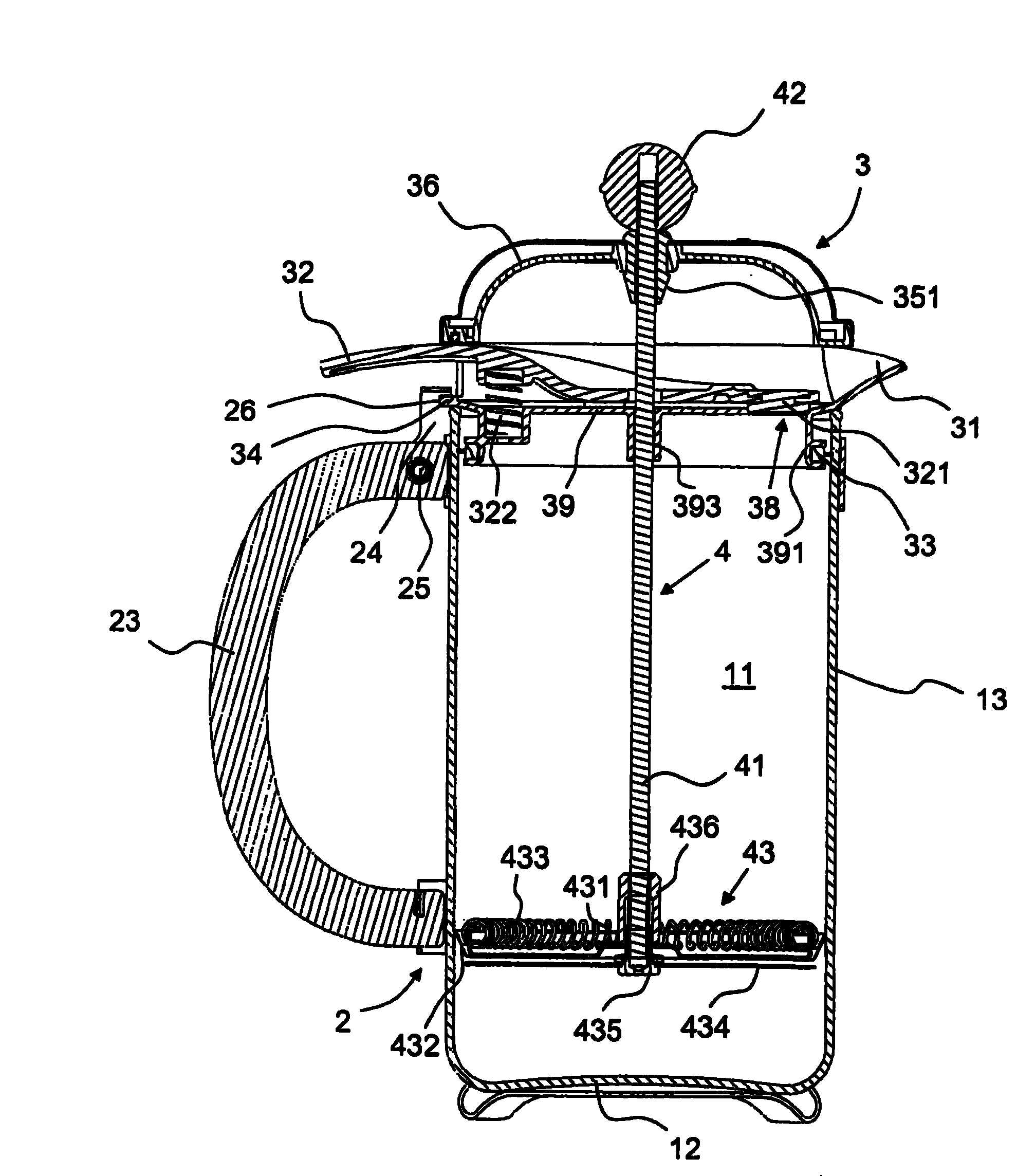 Beverage preparation device comprising an insert inserted into a receptacle