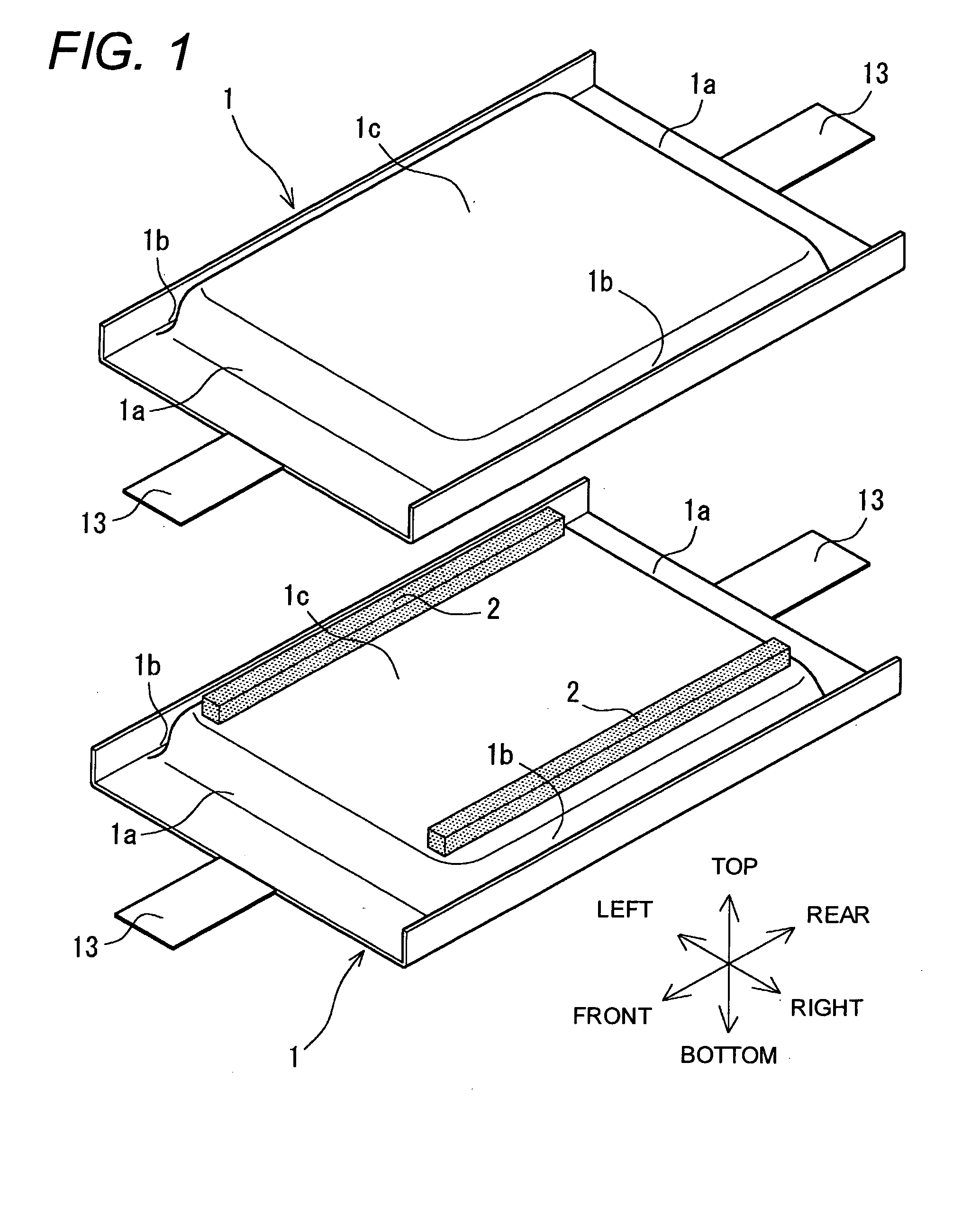 Assembled battery formed by stacking a plurality of flat cells