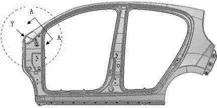 Structure for body-side outer panel and fender piece area of automobile