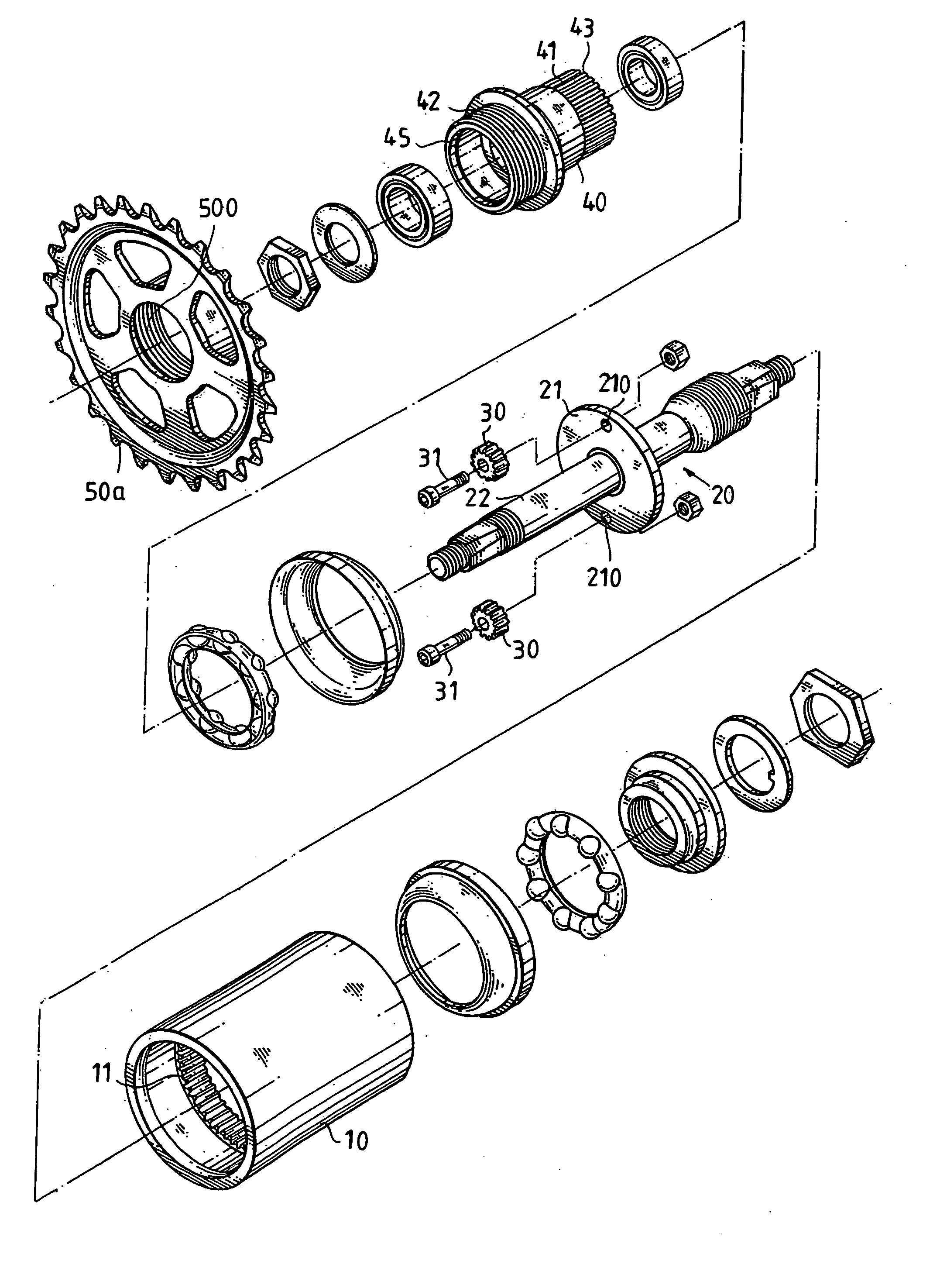 Crank axle drive structure for bicycle