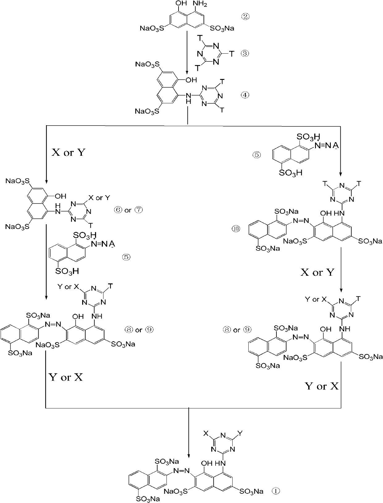 Water-soluble dye and preparation method and application thereof