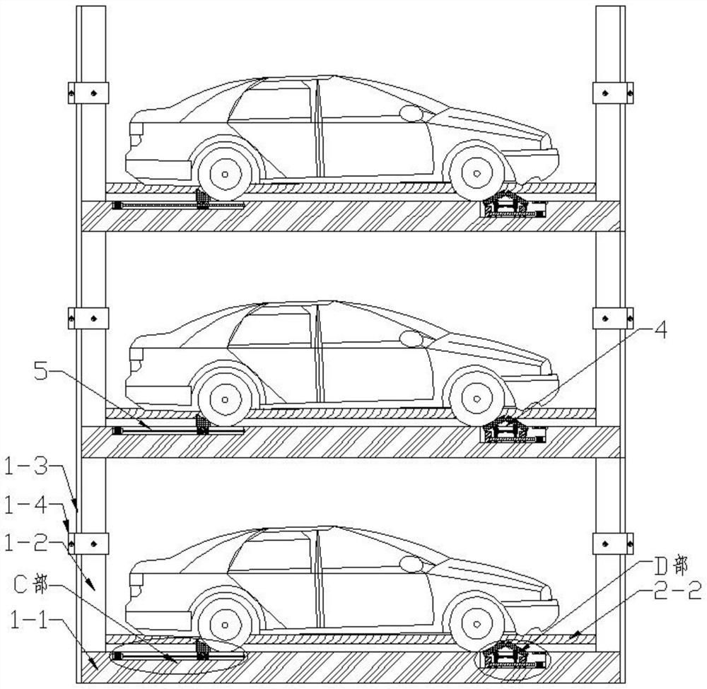 Mounting and fixing structure of stereo garage fixing device