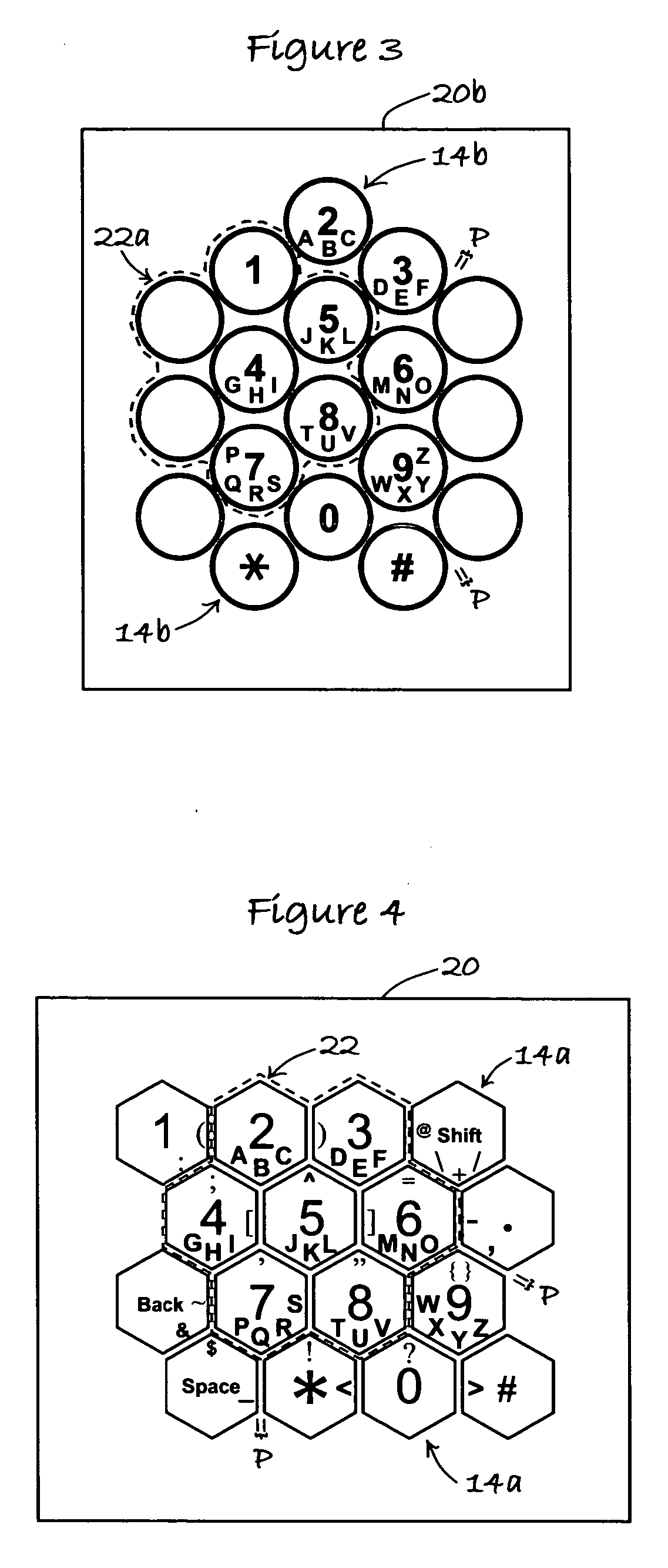 Hexagonal matrix alphanumeric keypad