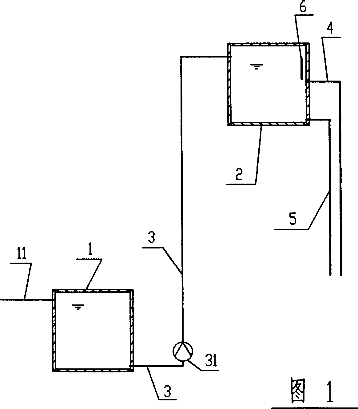 Secondary water supply method and water supply system for high-level reservoir