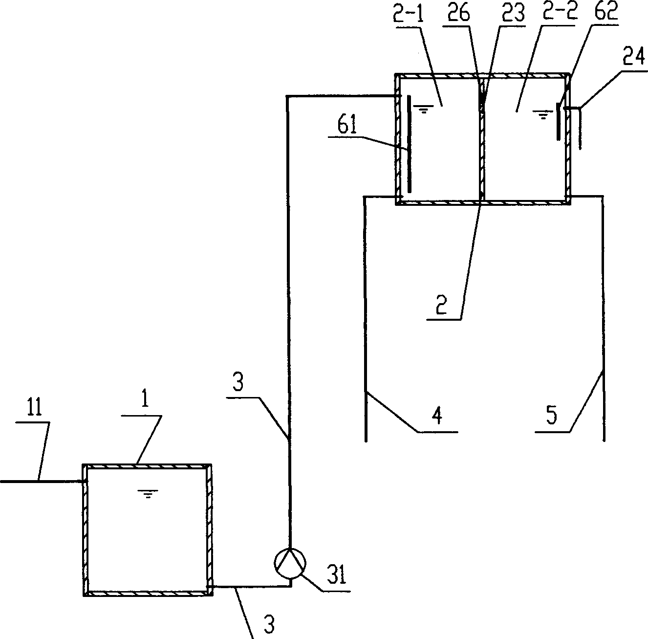 Secondary water supply method and water supply system for high-level reservoir