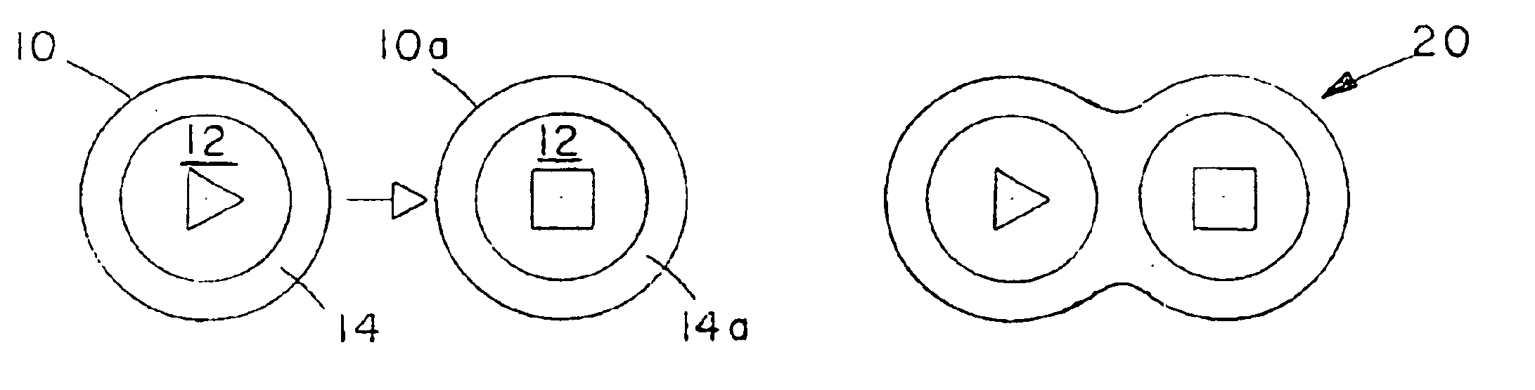 Graphical user interface with moveable, mergeable elements