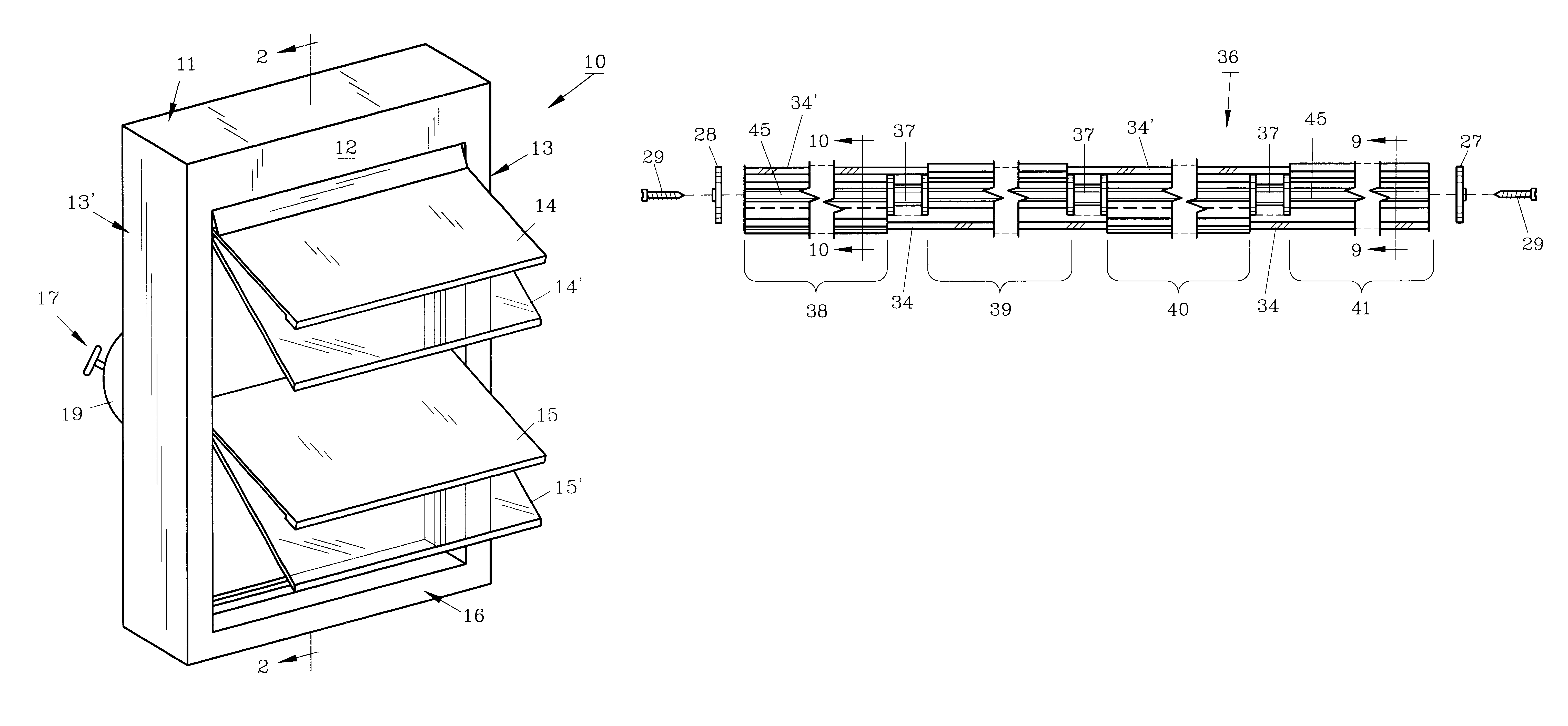 Dual panel jalousie assembly with independent panel movement