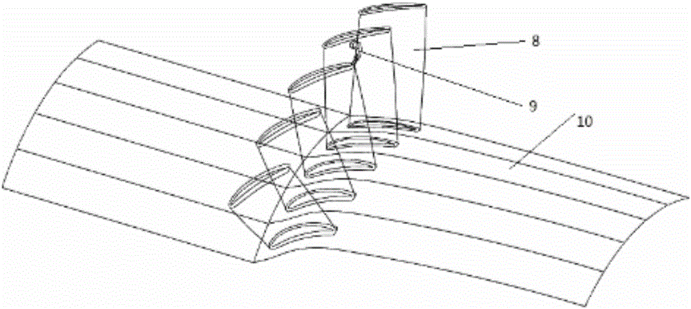 Stability enhancement device for circumferential air blowing of tail edge of axial flow compressor