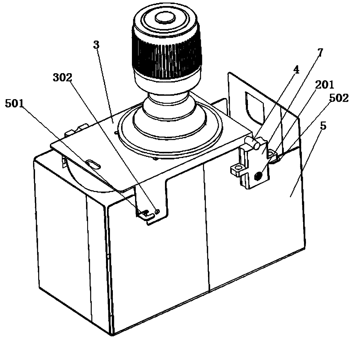 A self-locking and storage device for the control lever of portable equipment