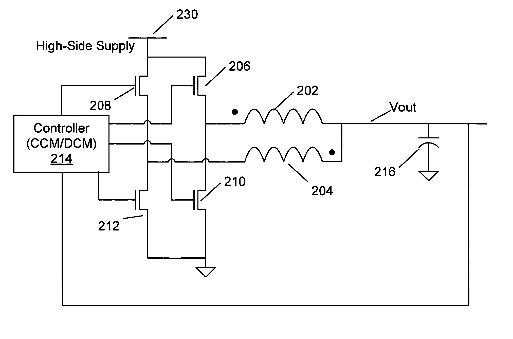 Method and apparatus for multi-phase DC-DC converters using coupled inductors in discontinuous conduction mode