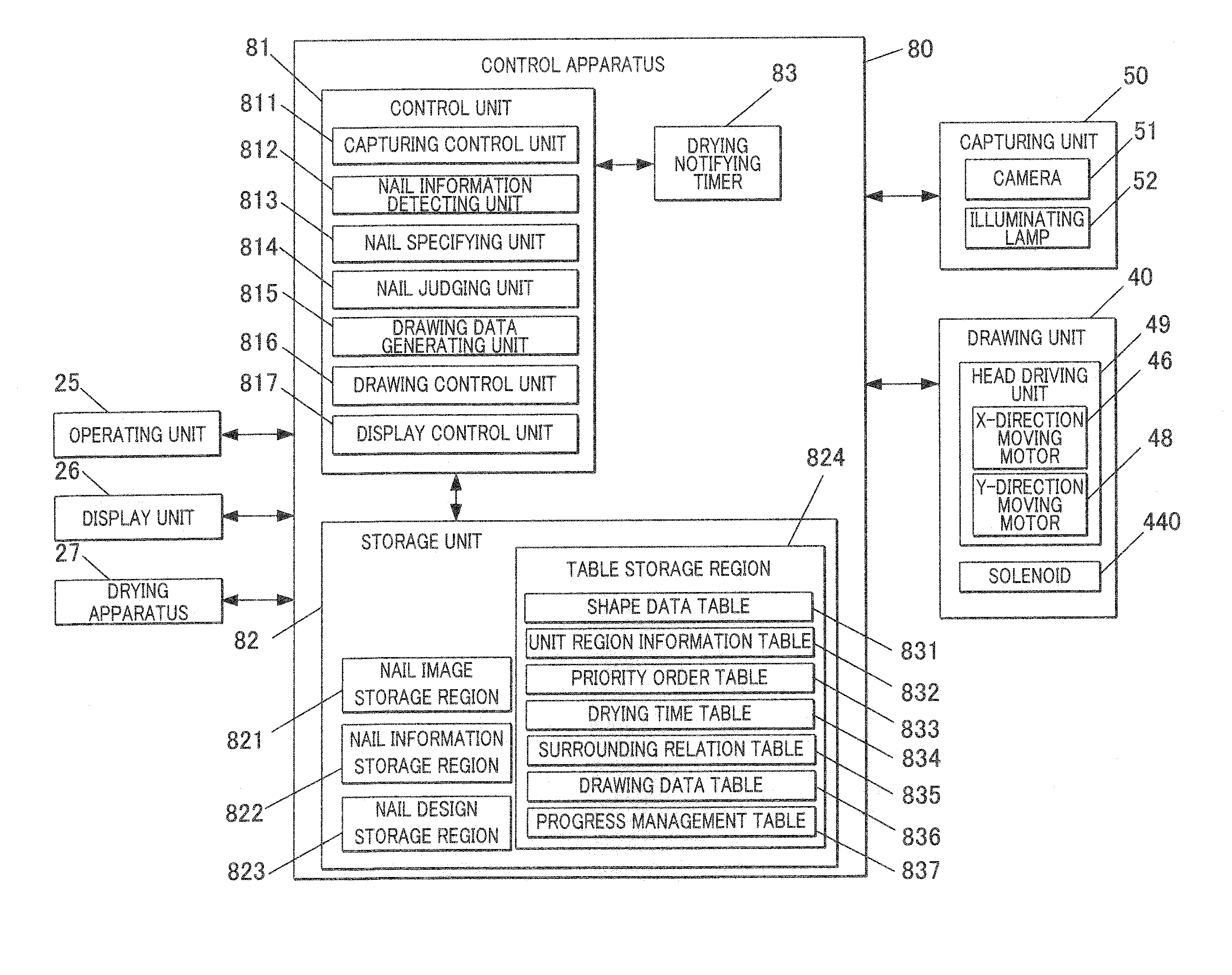 Drawing apparatus and drawing method of drawing apparatus