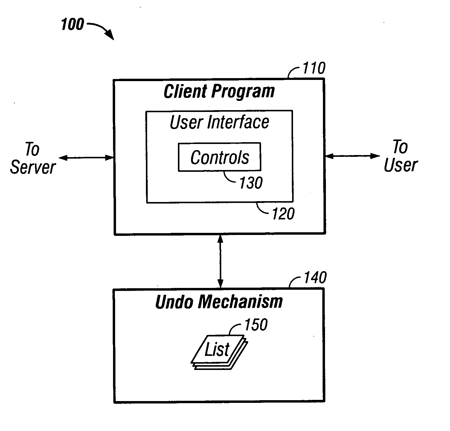 Undoing user actions in a client program