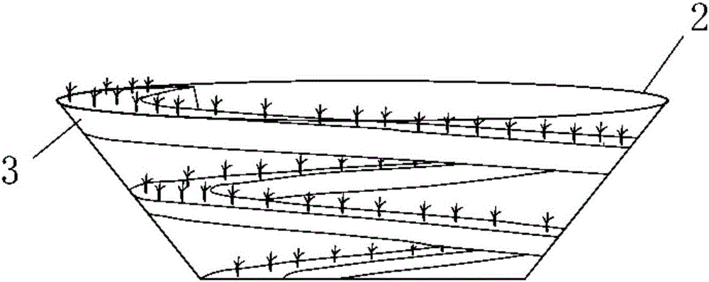 Spiral type low elevation greenbelt capable of efficiently reducing runoff pollutants