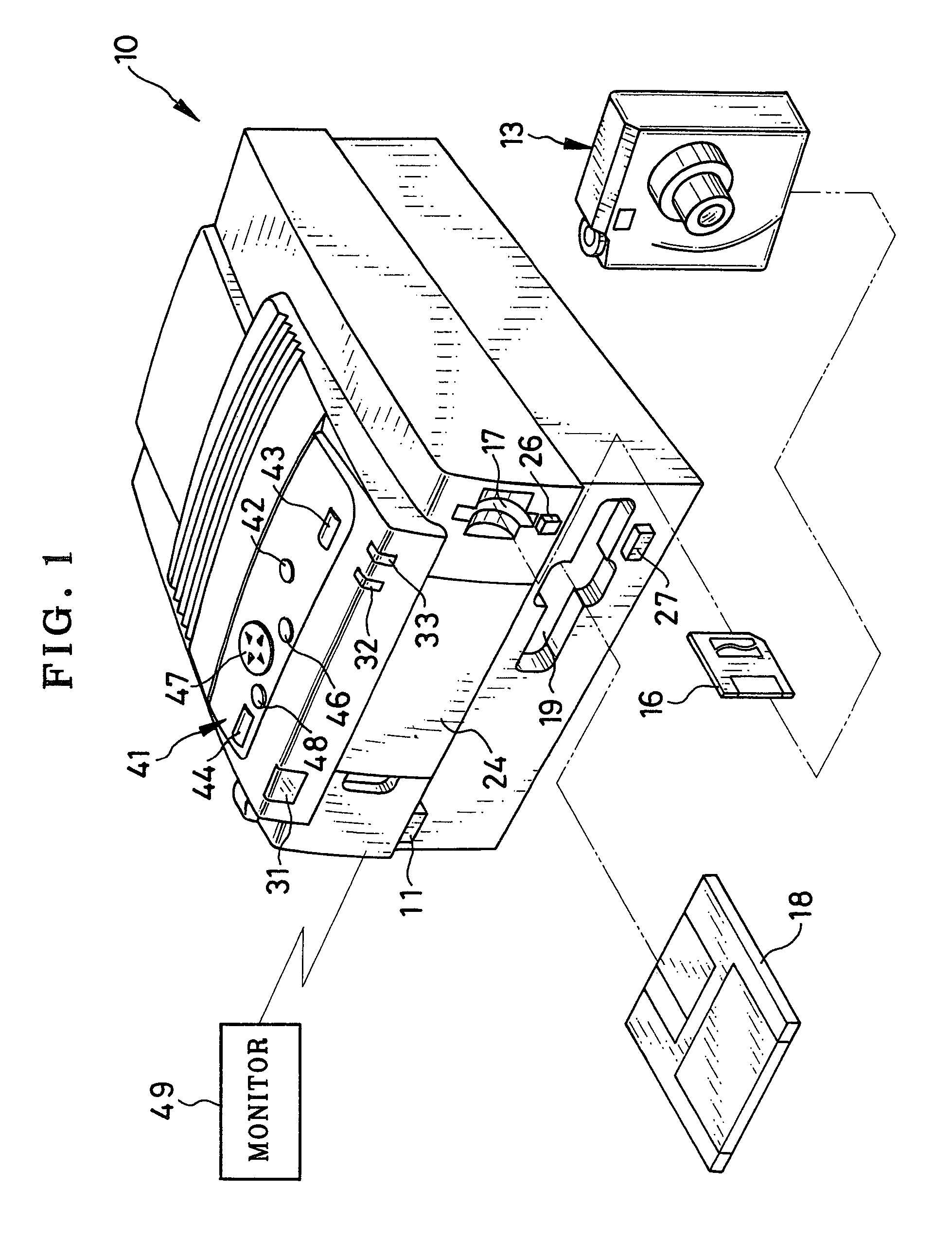 Printer and peripheral apparatus of a computer for printing and storing images