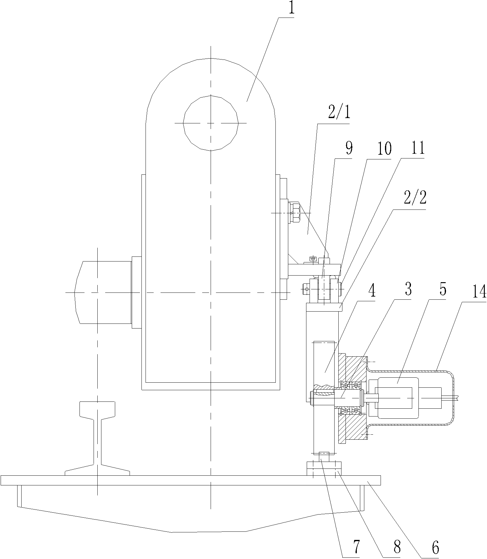 Running positioning device for double-beam trolley of crane