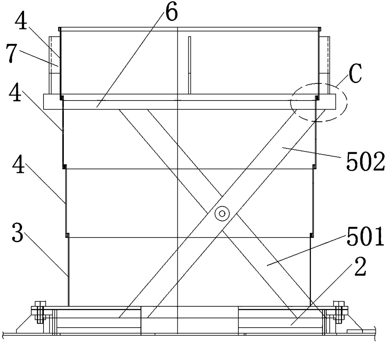 Liftable chimney used for garbage incinerator