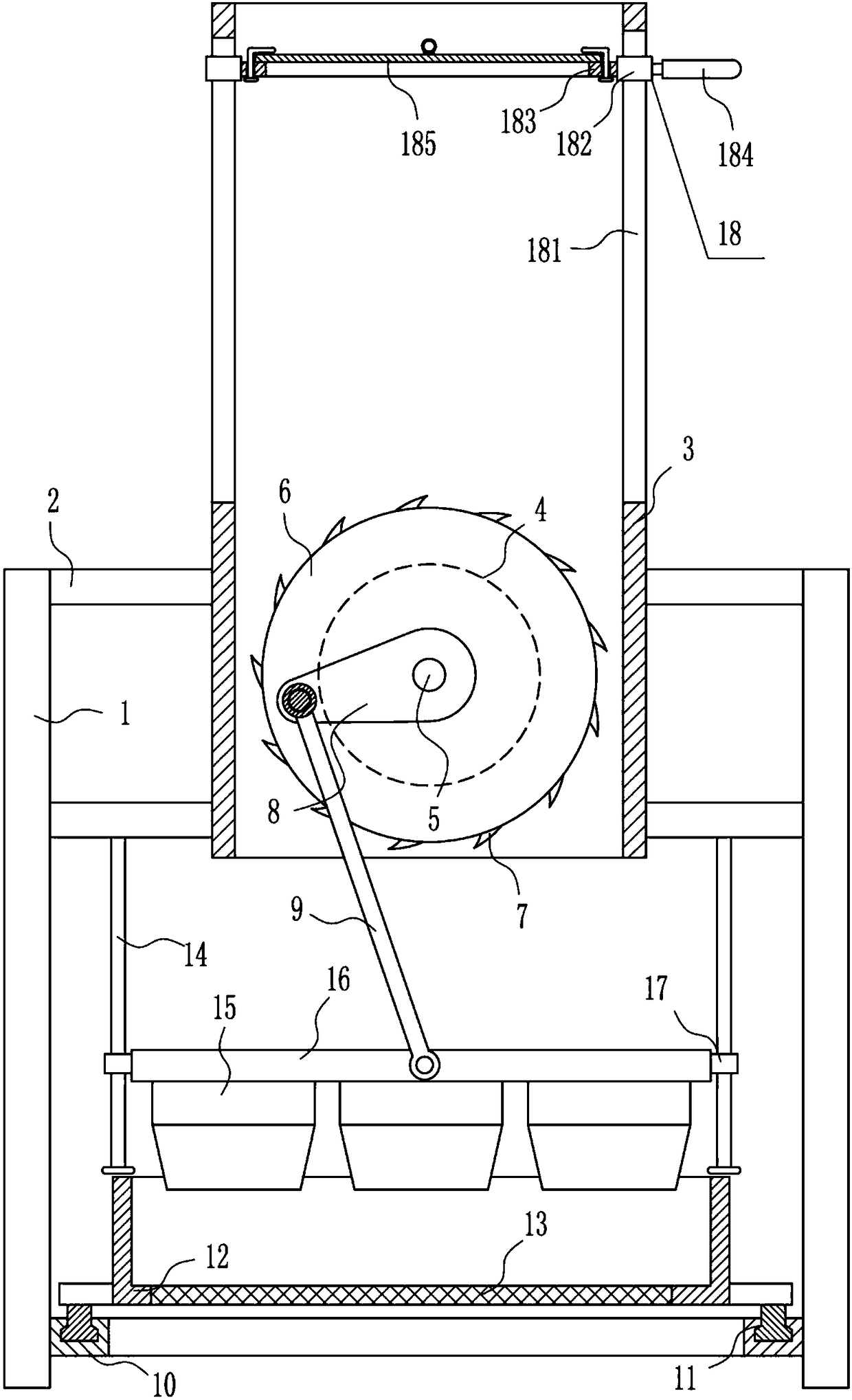 Log crushing device for papermaking