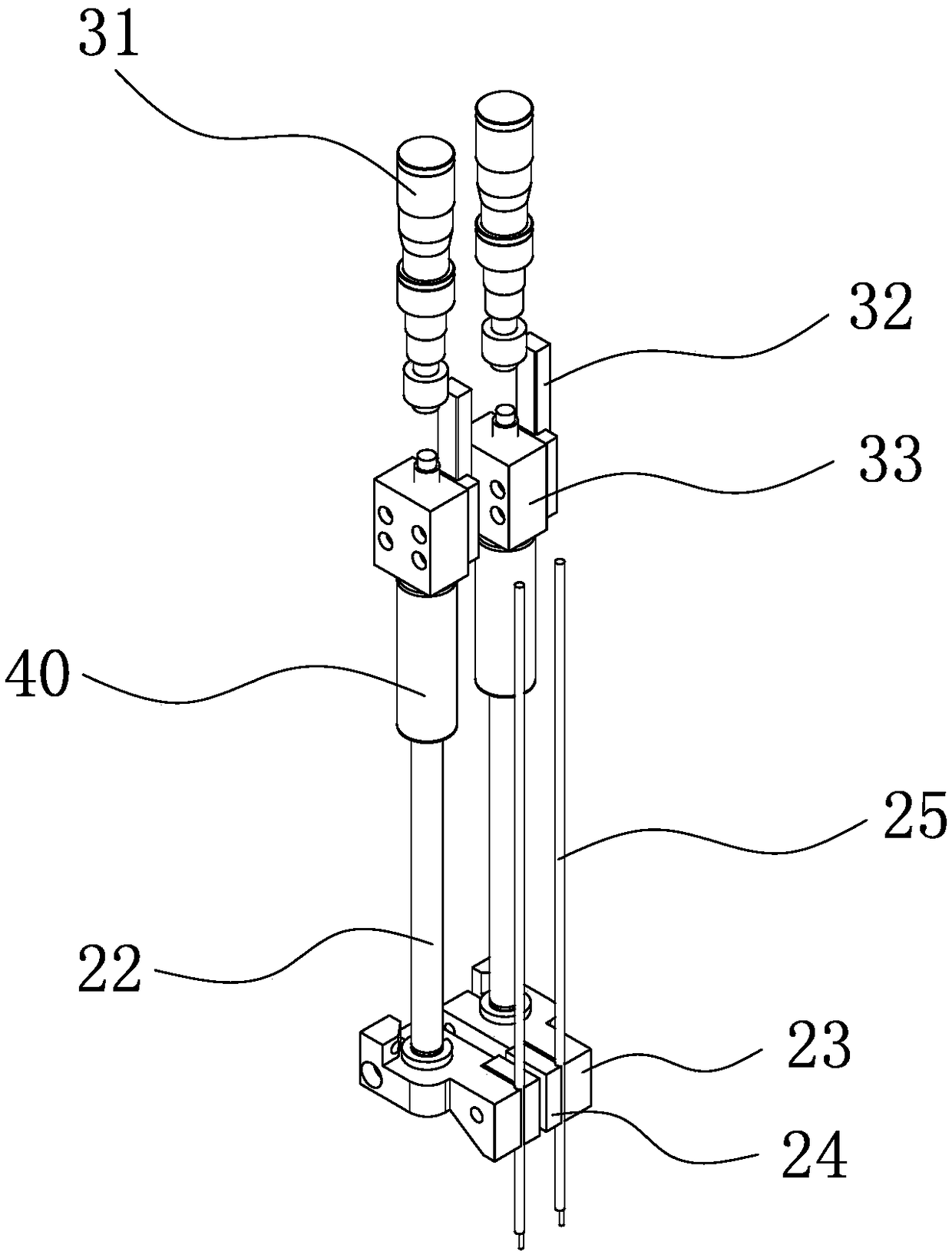 A battery spot welding mechanism