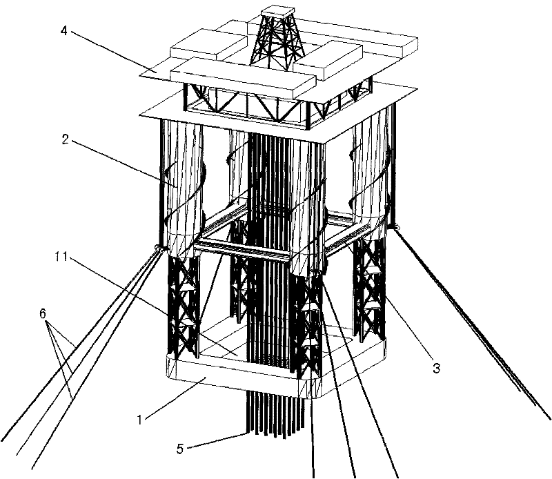 Heavy-draft truss upright-column combined platform