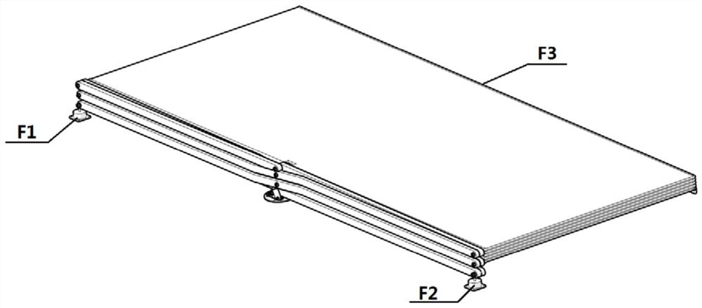 Flexible solar wing with shear fork type unfolding mechanism