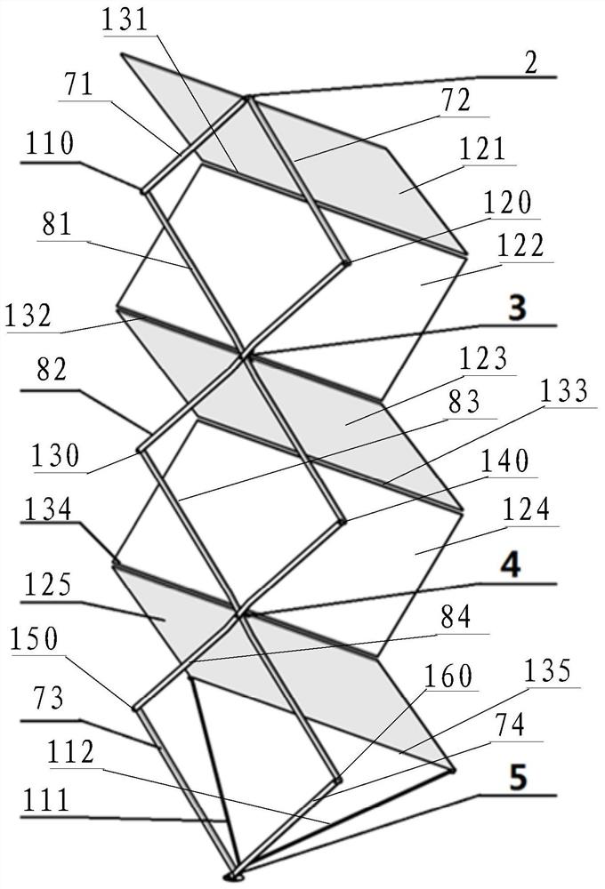 Flexible solar wing with shear fork type unfolding mechanism