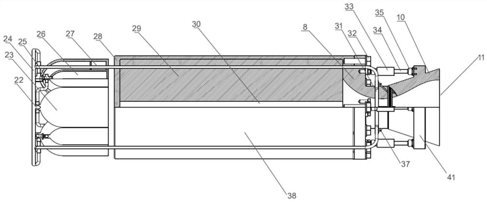 A combined thrust vectoring nozzle system and projectile with the system