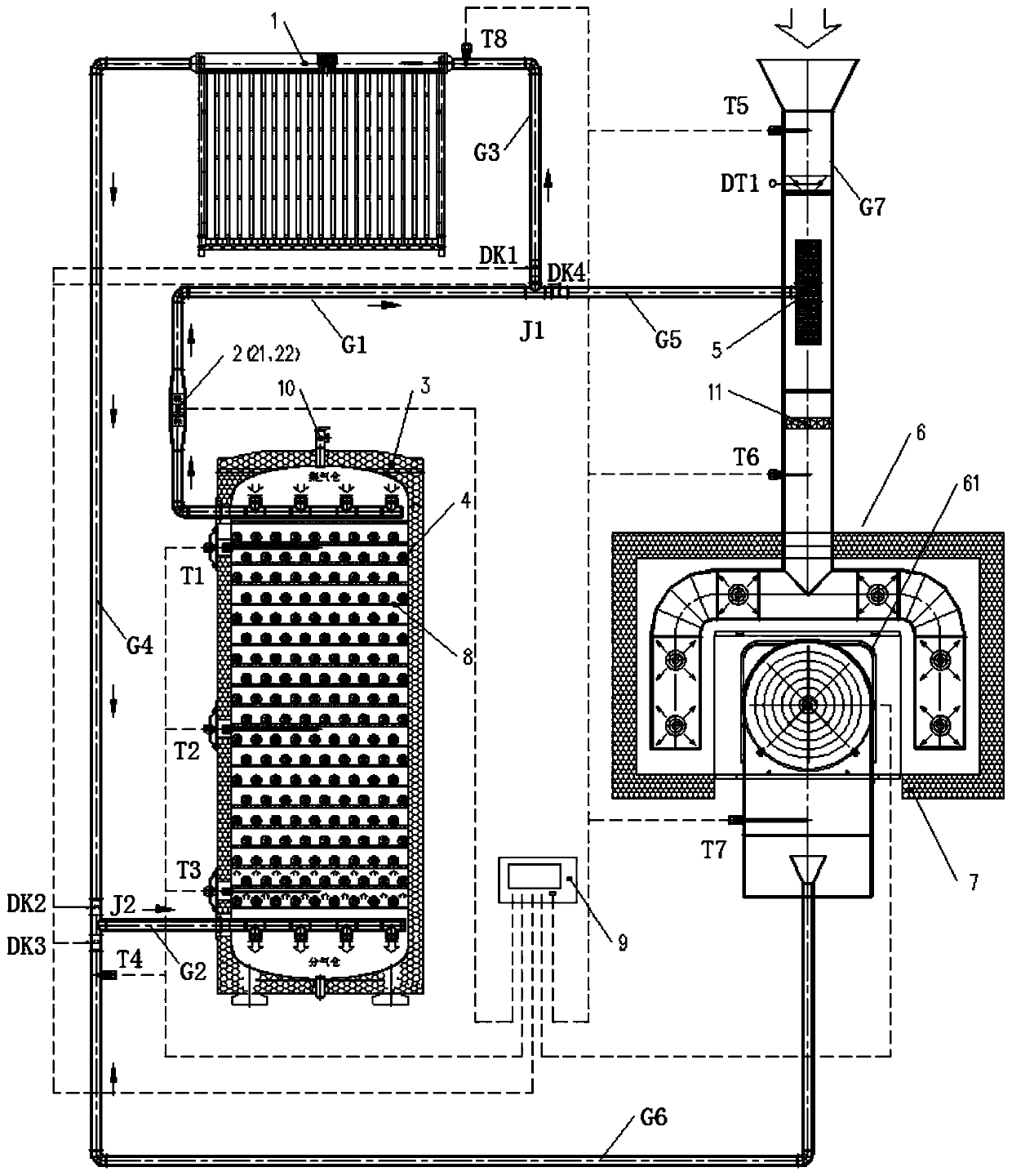 Air source heat pump heating system and method based on solar hot wind phase change energy storage