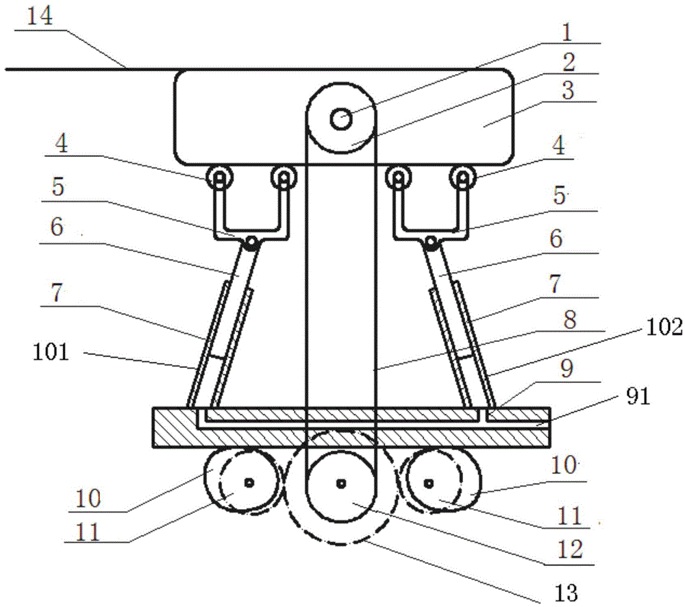 Follow-up flattening device for material coiling