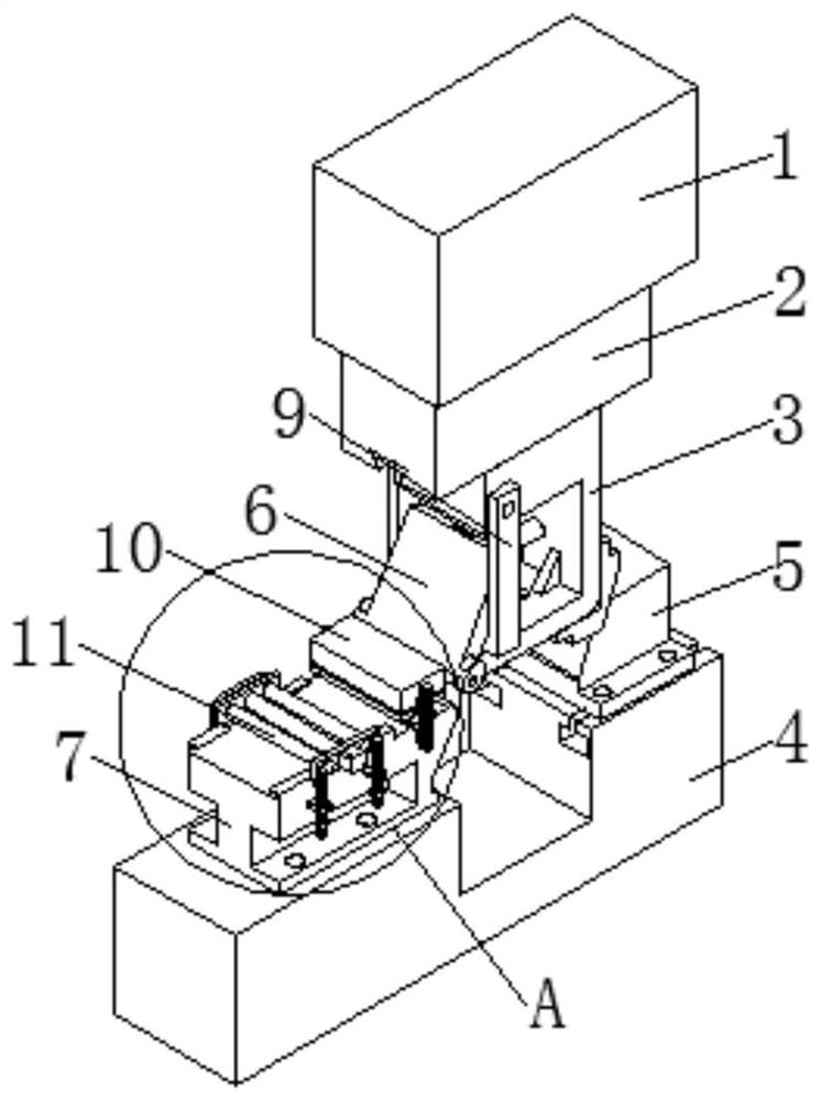 Bending-angle-adjustable hardware punching die structure