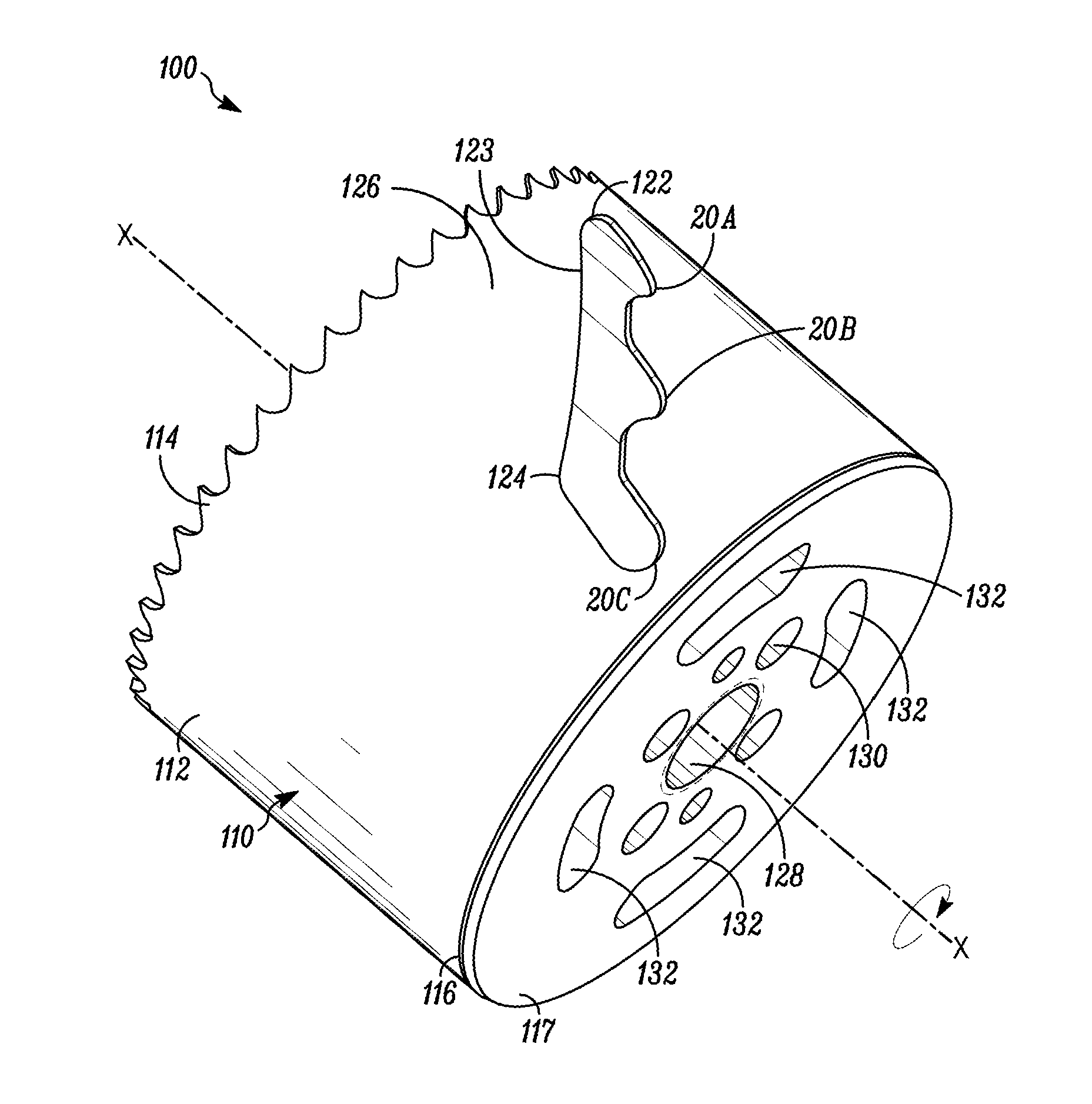 Hole Cutter with Axially-Elongated Aperture Defining Multiple Fulcrums