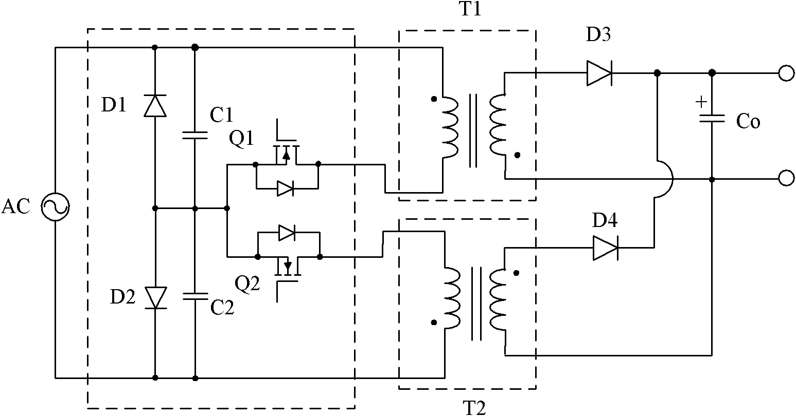 Bridgeless fly-back converter with high power factor