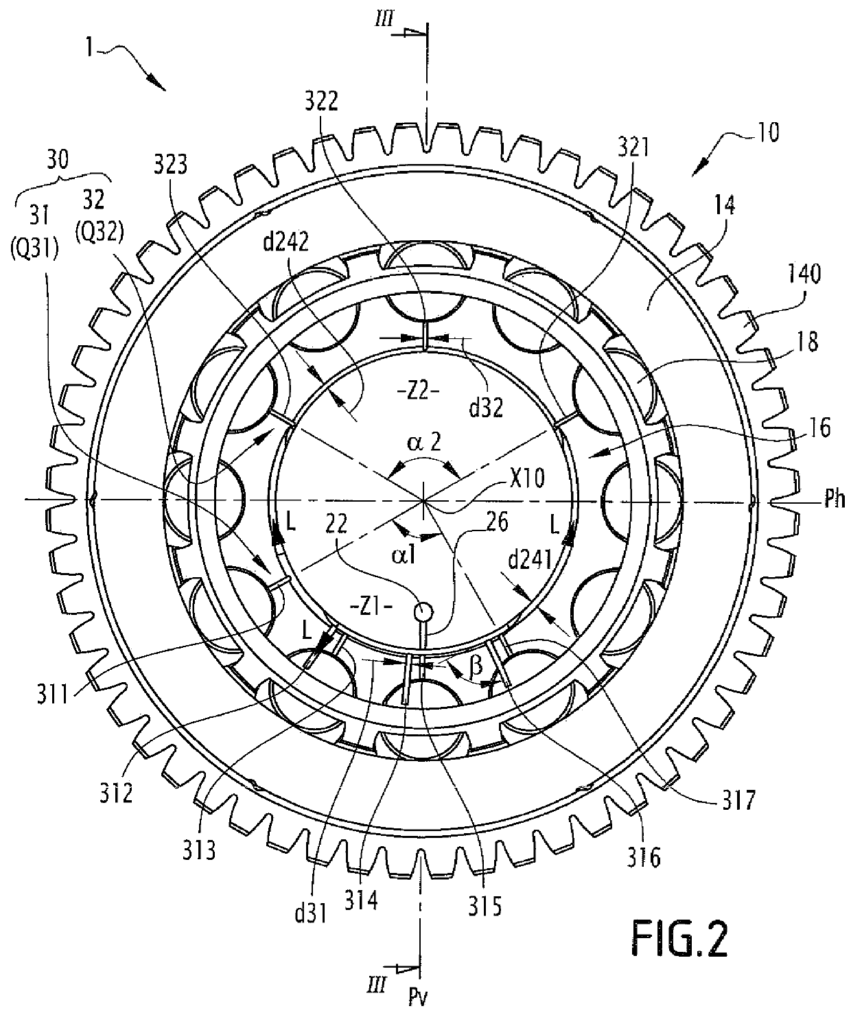 Mechanical device comprising a bearing and a lubrication system, implementing machine and method