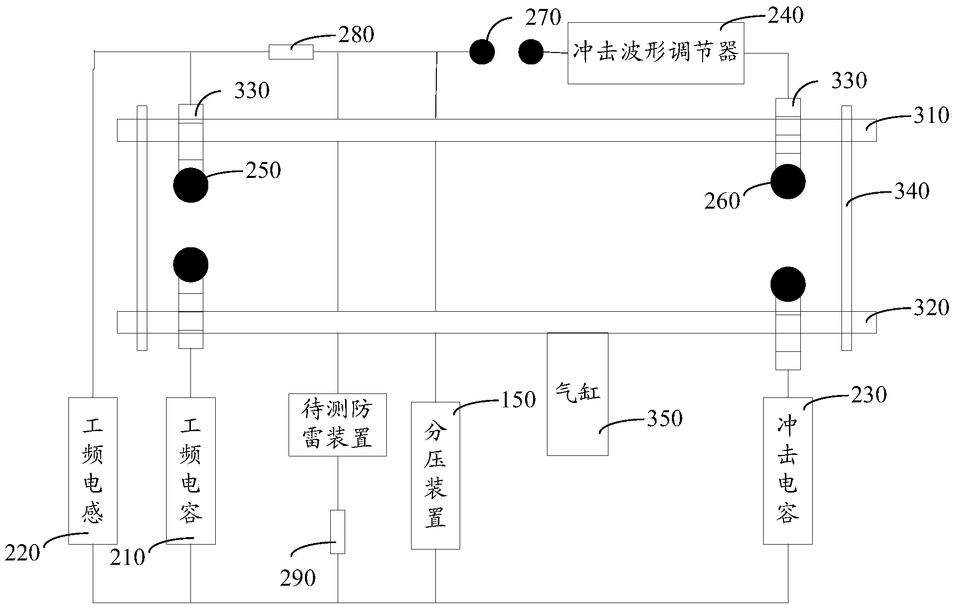 Device for testing power frequency follow current intercepting capability of lightning protection device