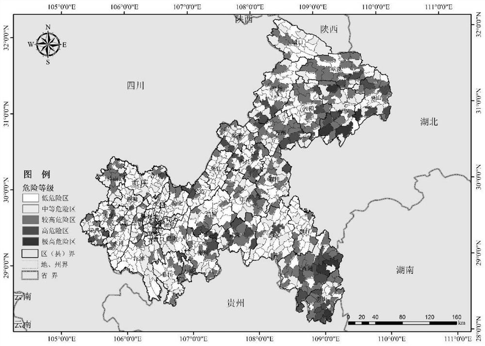 Mountain torrent disaster risk division and prediction method, system, equipment and terminal