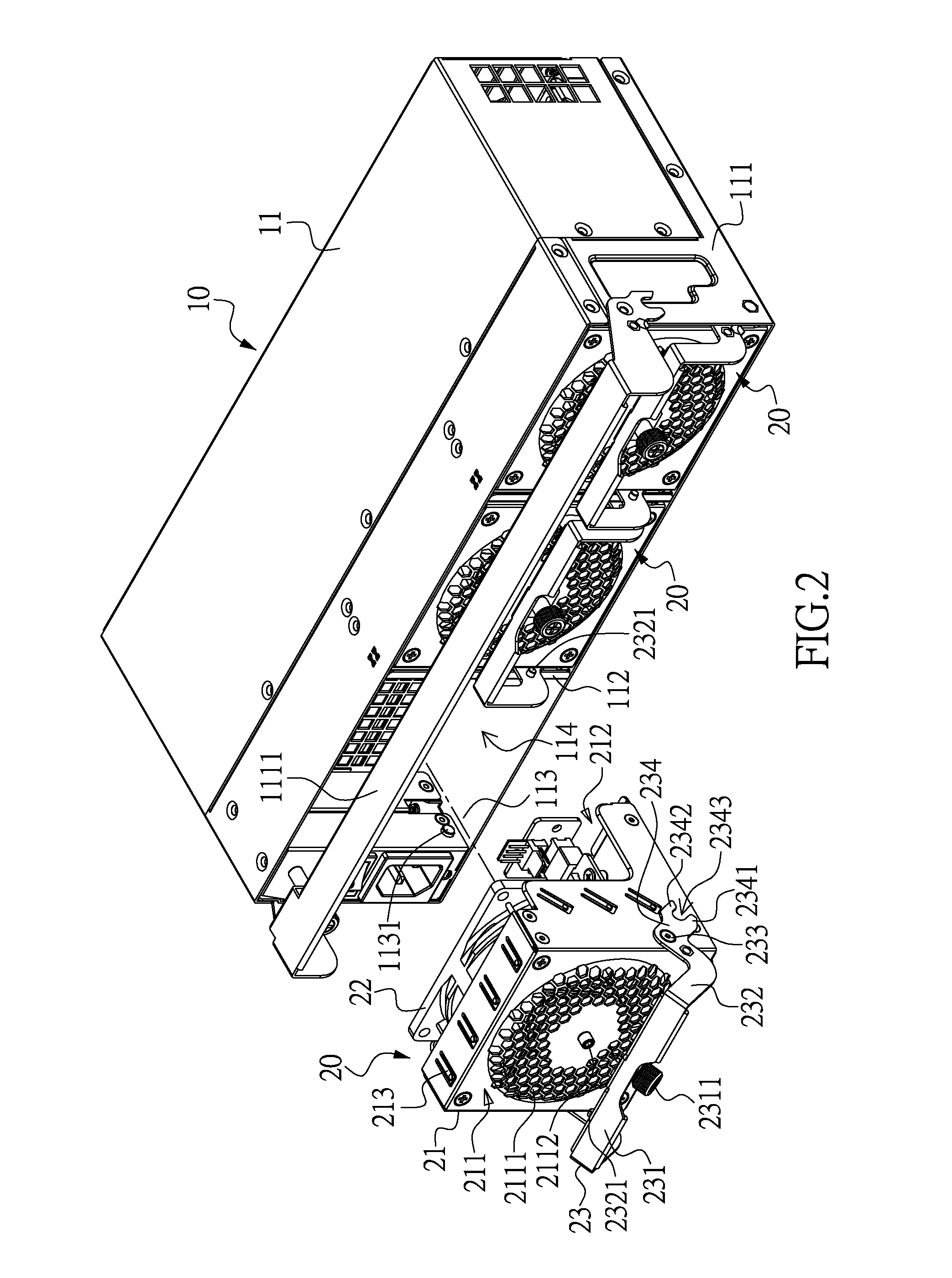 Power supply having detachable fan