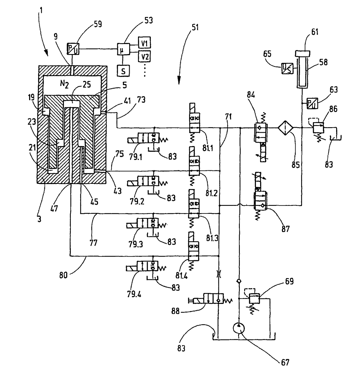 System for improving the energy efficiency in hydraulic systems, piston accumulator and pressure accumulator provided for such a system