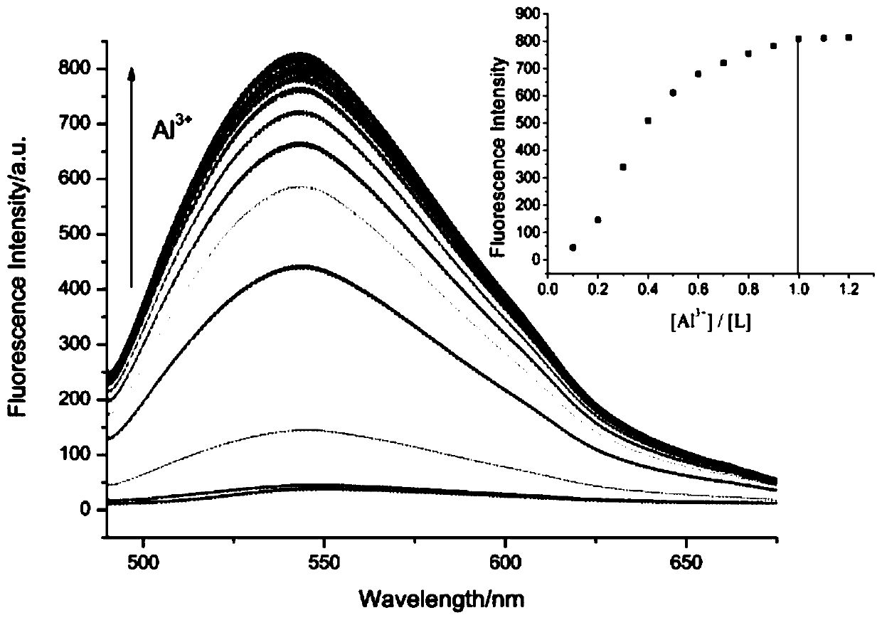 Aluminum ion fluorescent probe and preparation method thereof