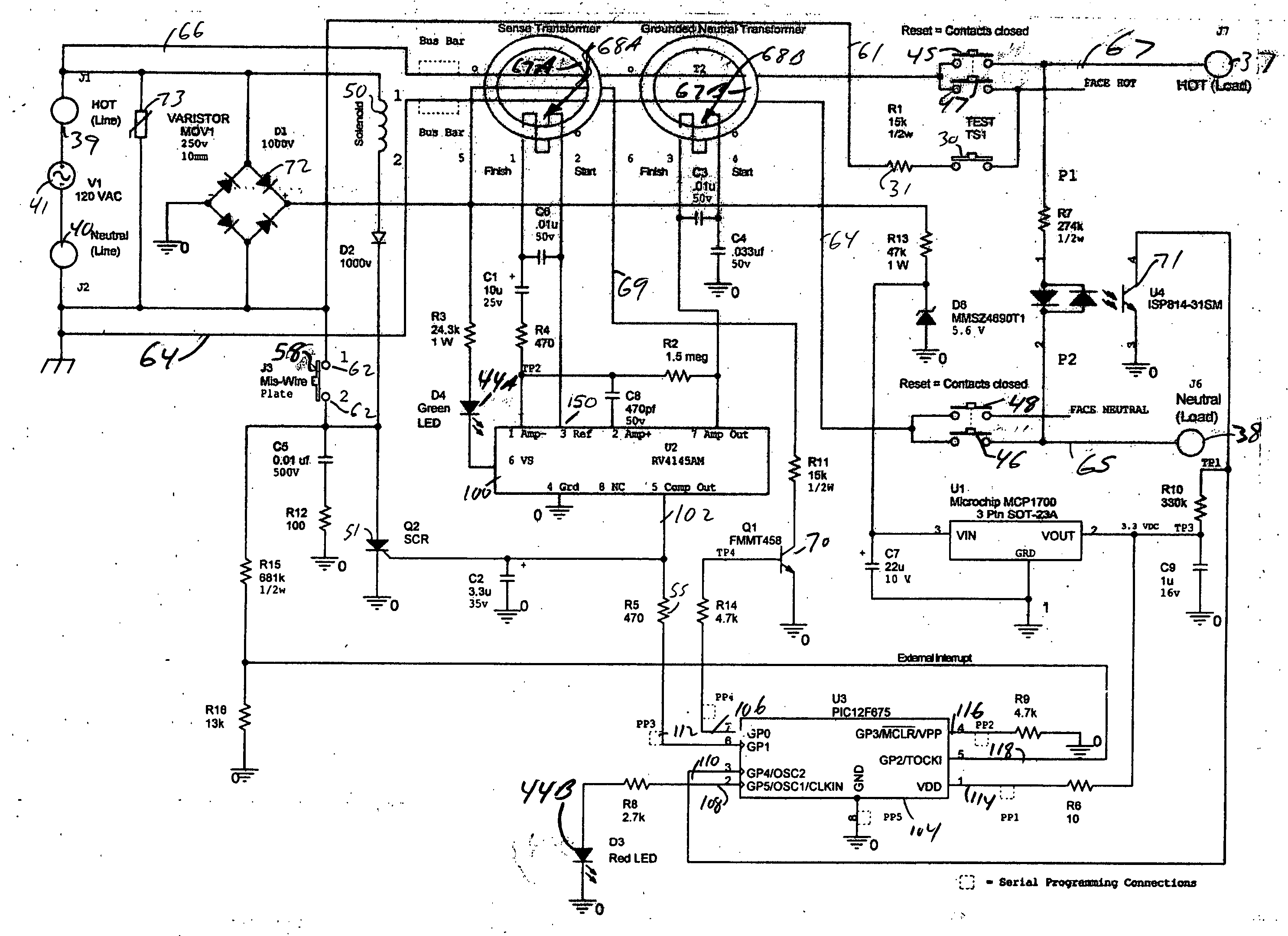 Self testing ground fault circuit interrupter (GFCI)