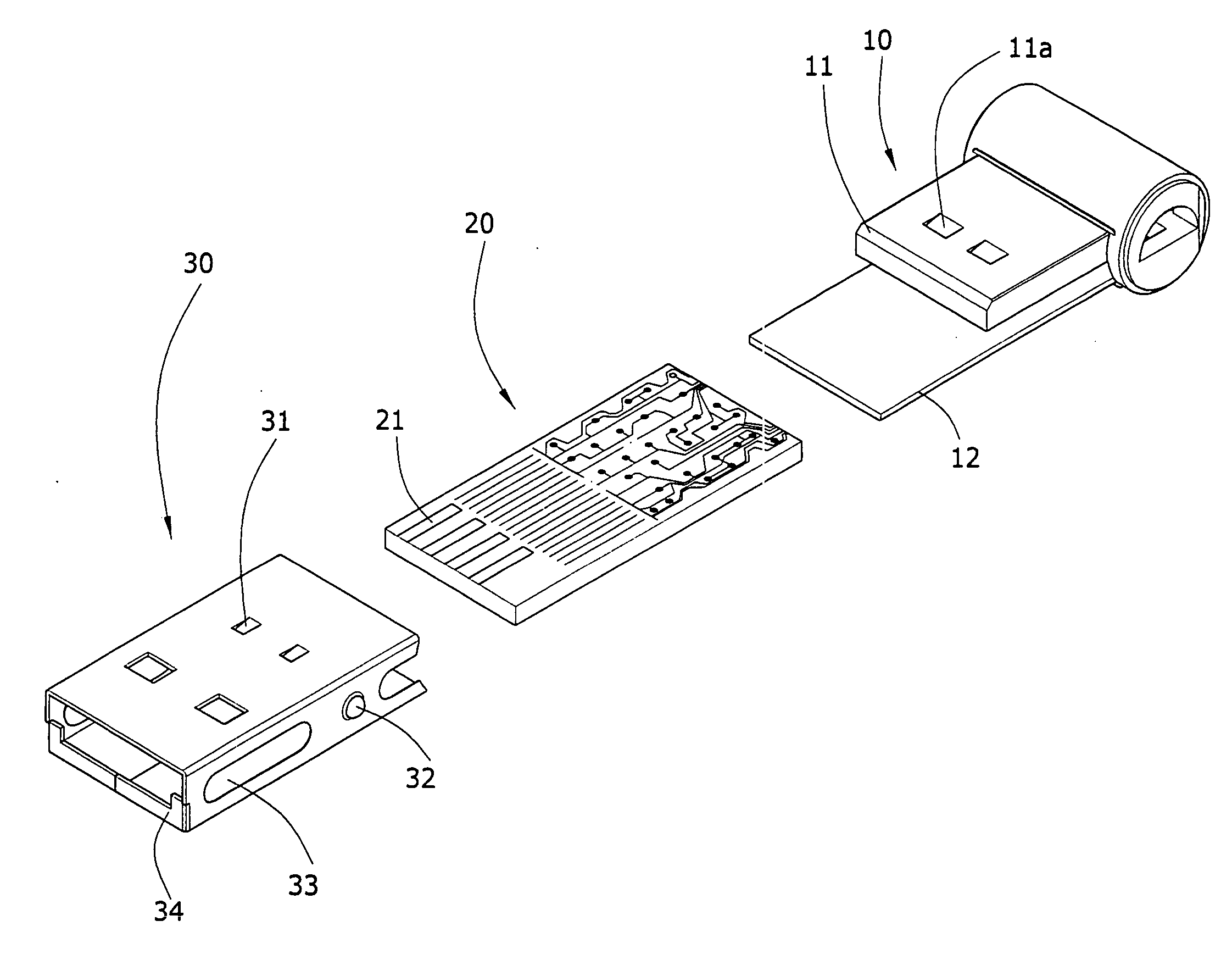 Structure of USB connector of mini portable flash memory drive