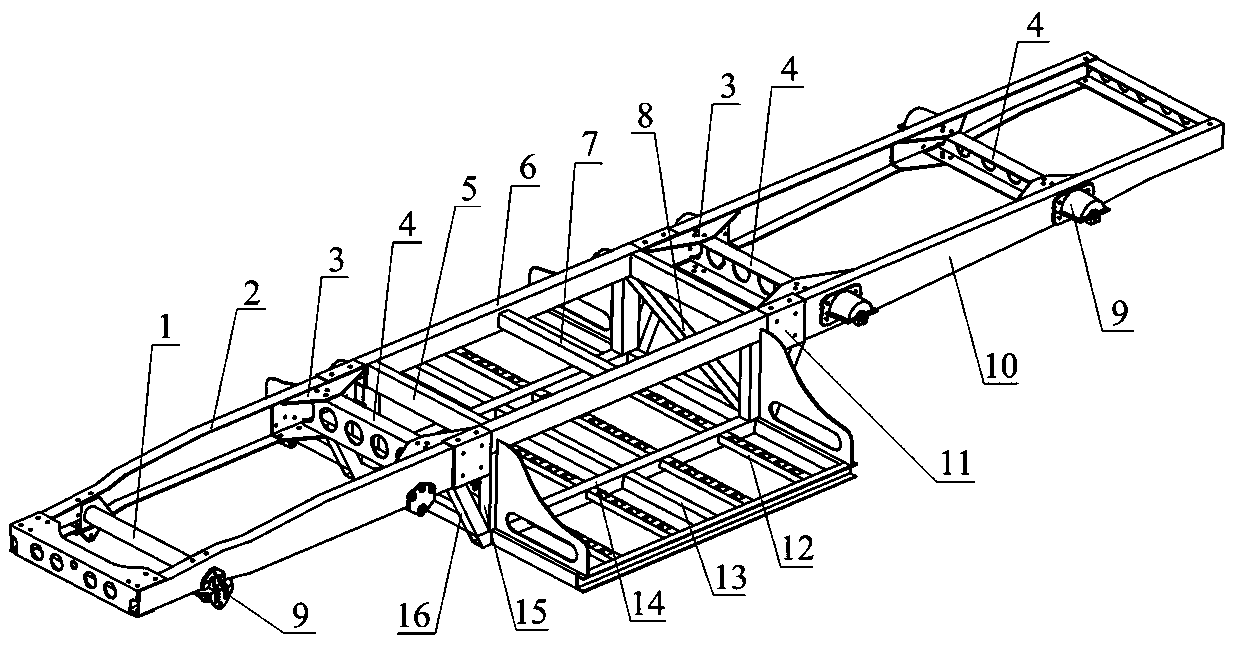 Sectional type electric logistics vehicle frame structure capable of realizing rapid replacing of power batteries