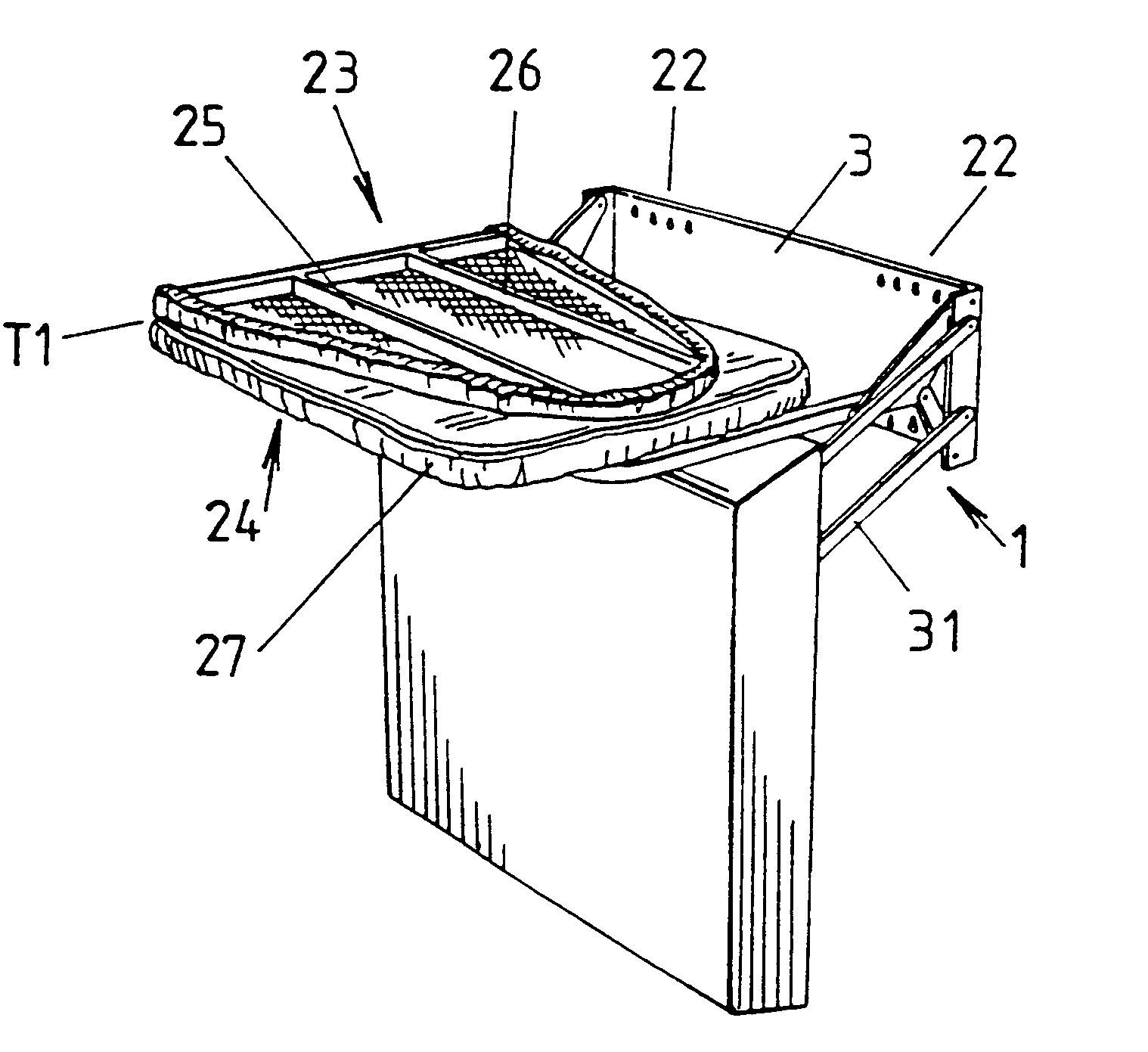 Pivotal support and foldaway wings