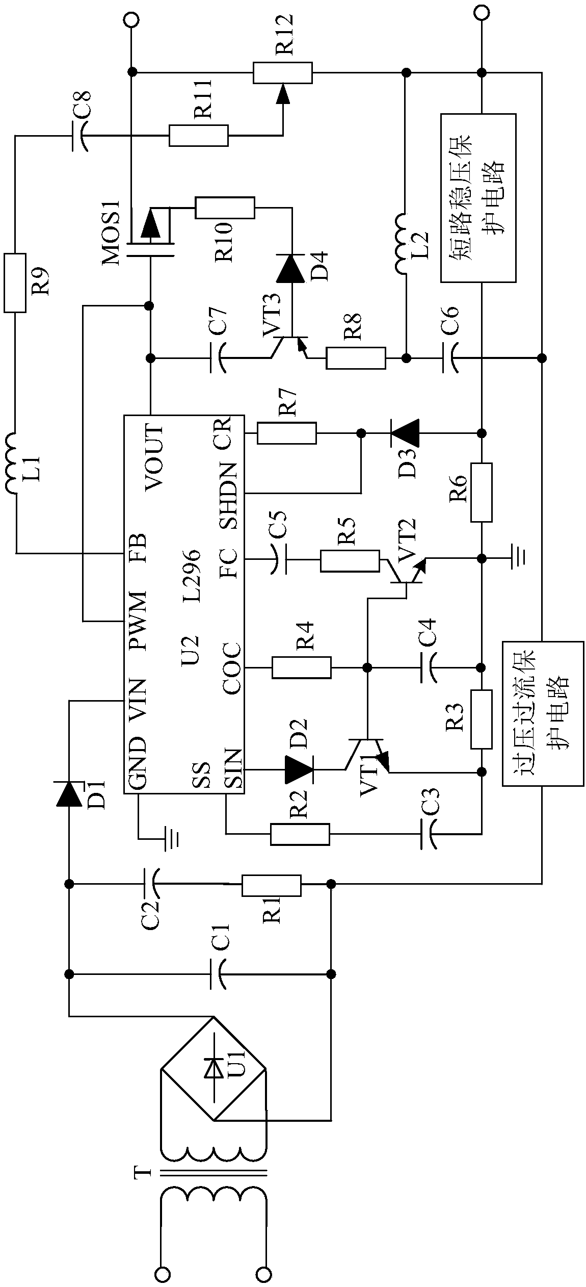 Light-operated LED switch power source based on voltage double protection processing