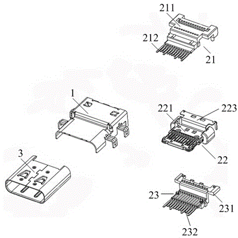 USB Type-C socket connector convenient for firm welding