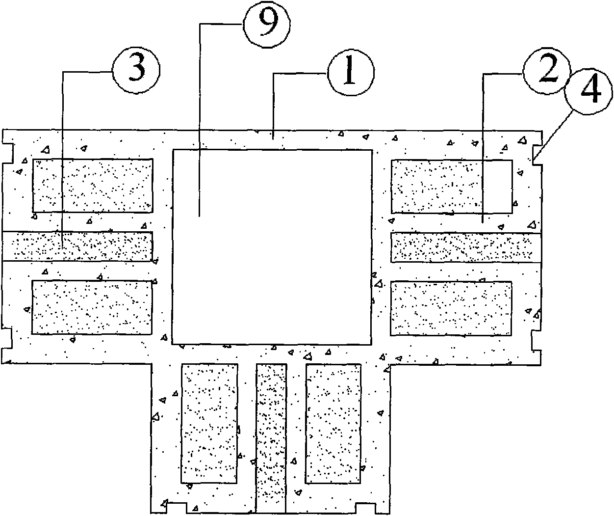 Combined masonry of recycled concrete block with light heat-insulation mortar bed and manufacturing method thereof